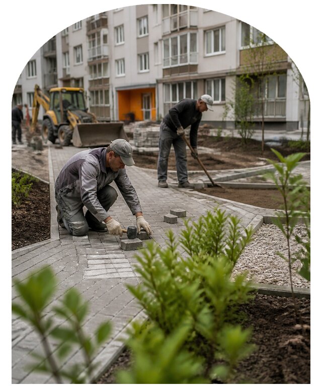 Благоустройство двора многоквартирного дома в Елизове